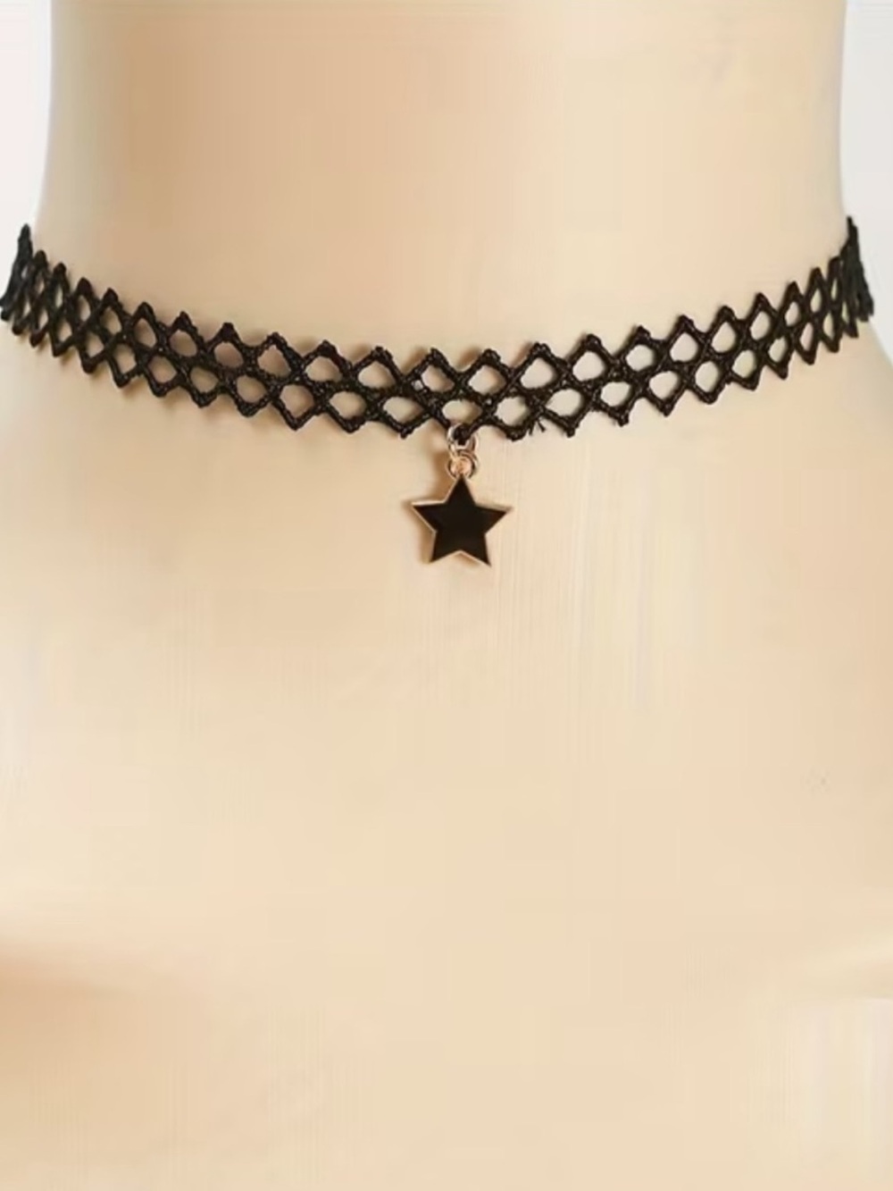 Black Lace Star Charm Choker Necklace - Women Jewelry